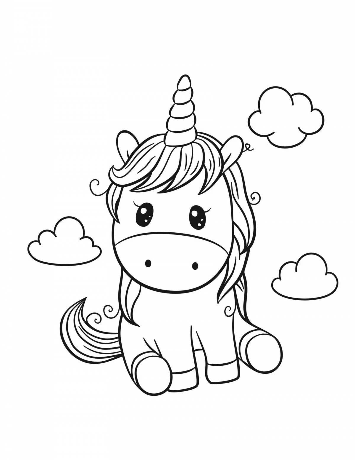 Delicate coloring unicorn cute for kids