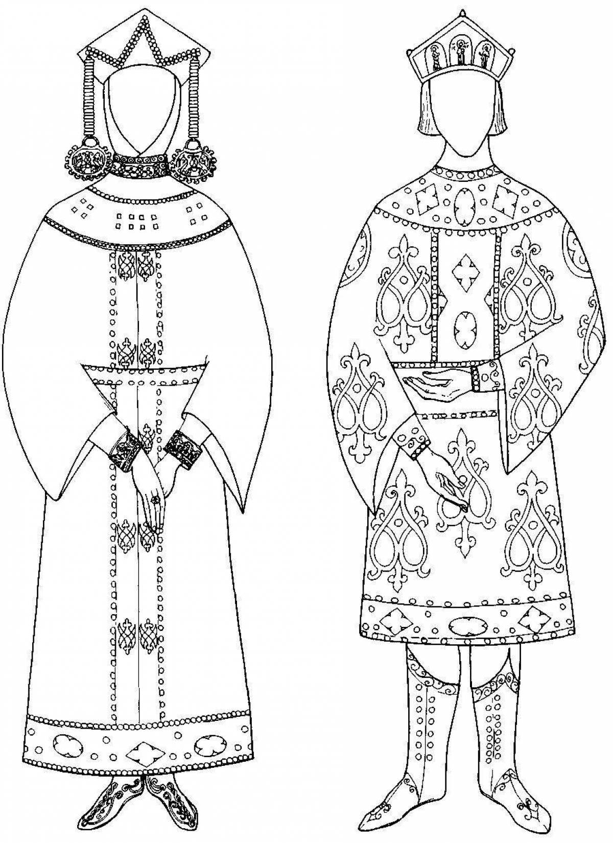 Coloring page cultural Russian costume folk