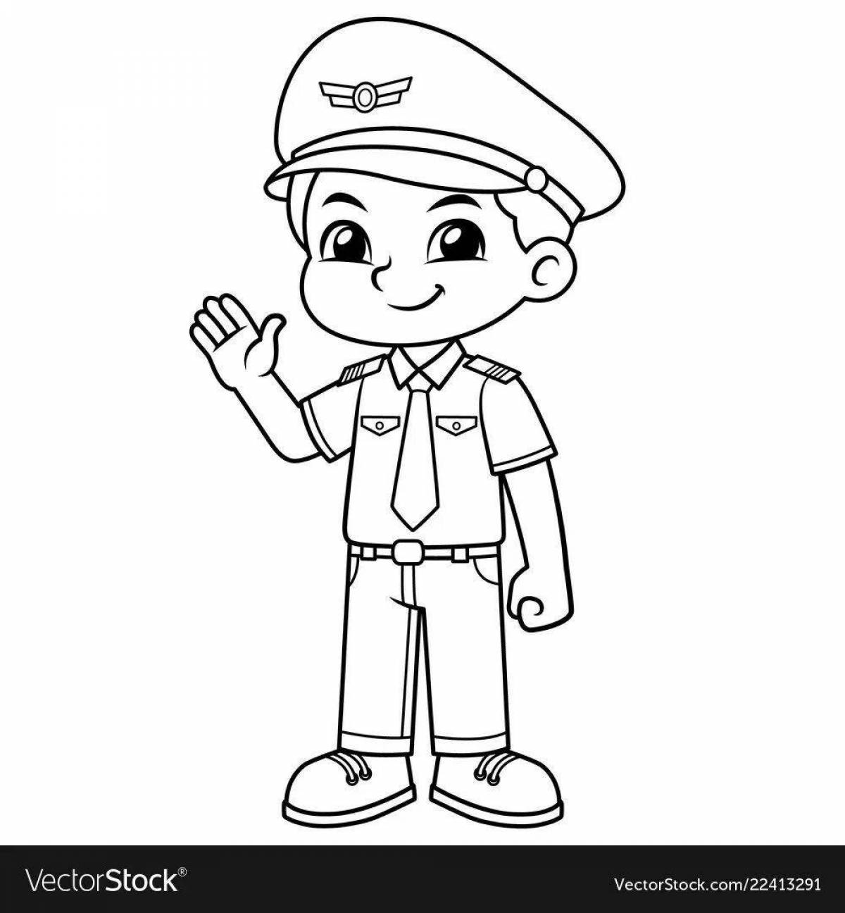 Смелая раскраска мальчик в военной форме