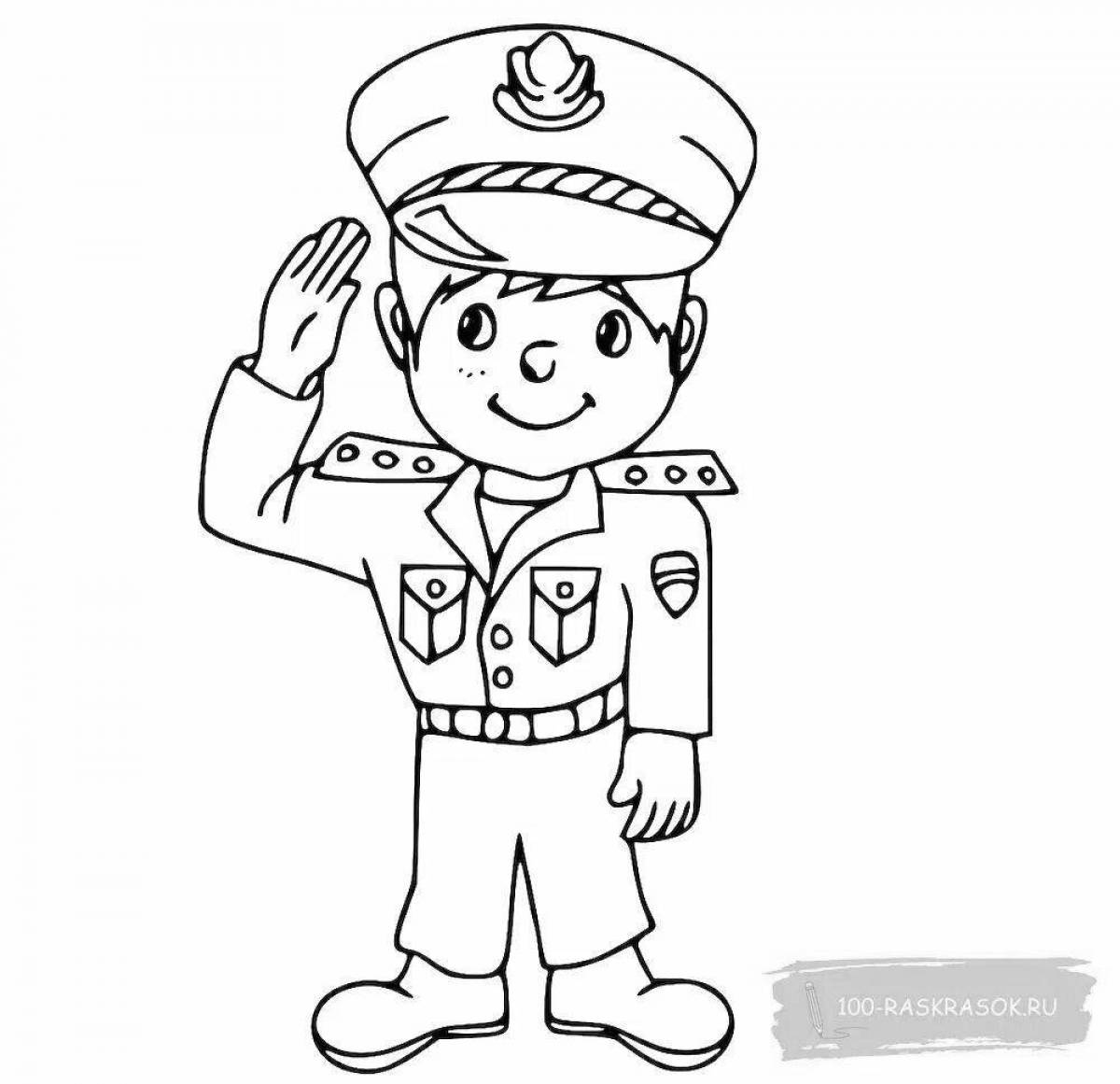 Grand coloring page мальчик в военной форме