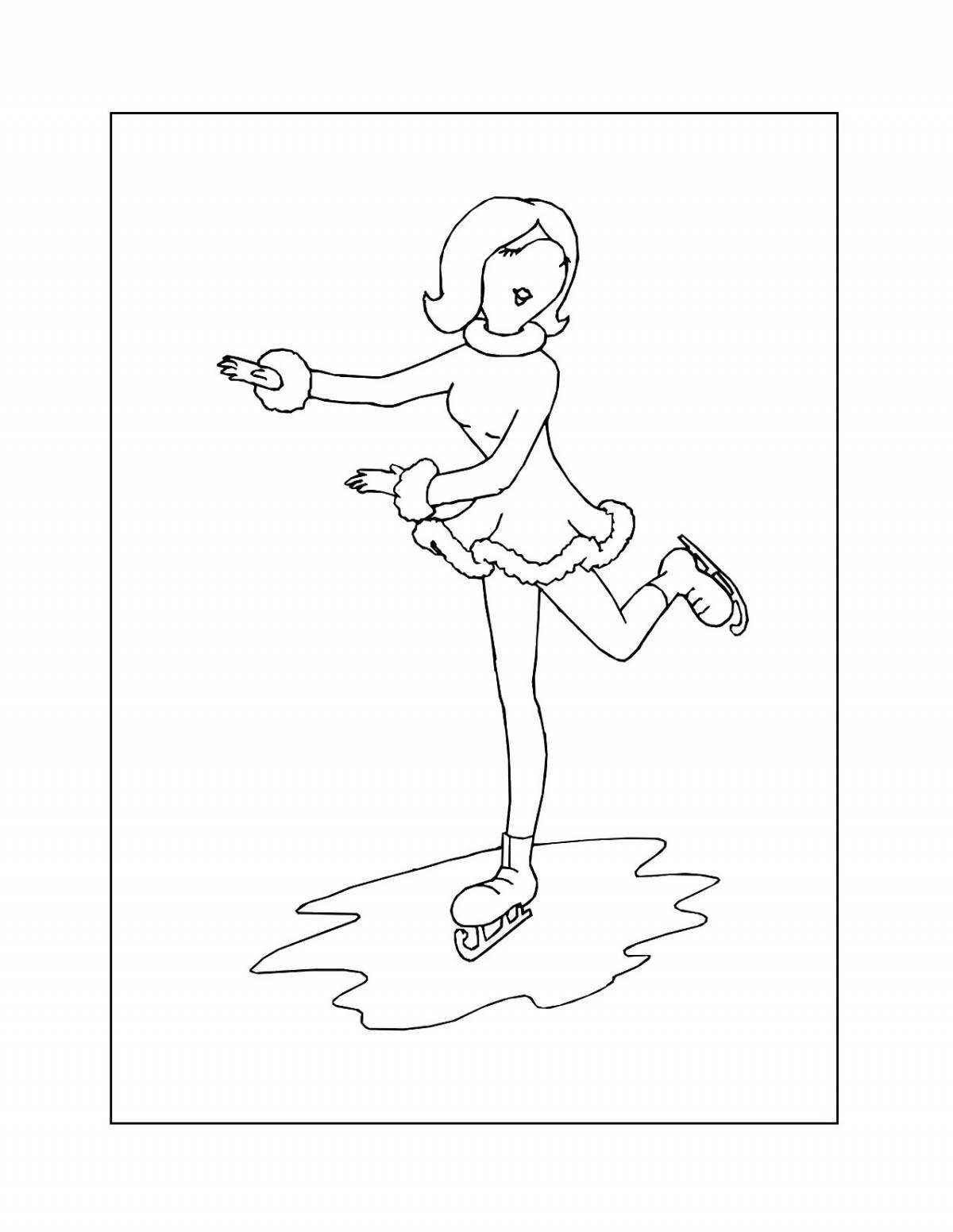 Coloring page wild girl on skates