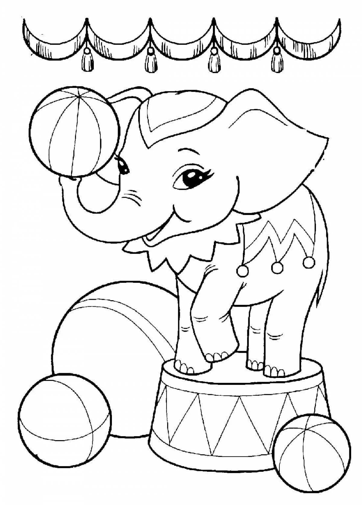 Coloring page friendly circus for kids