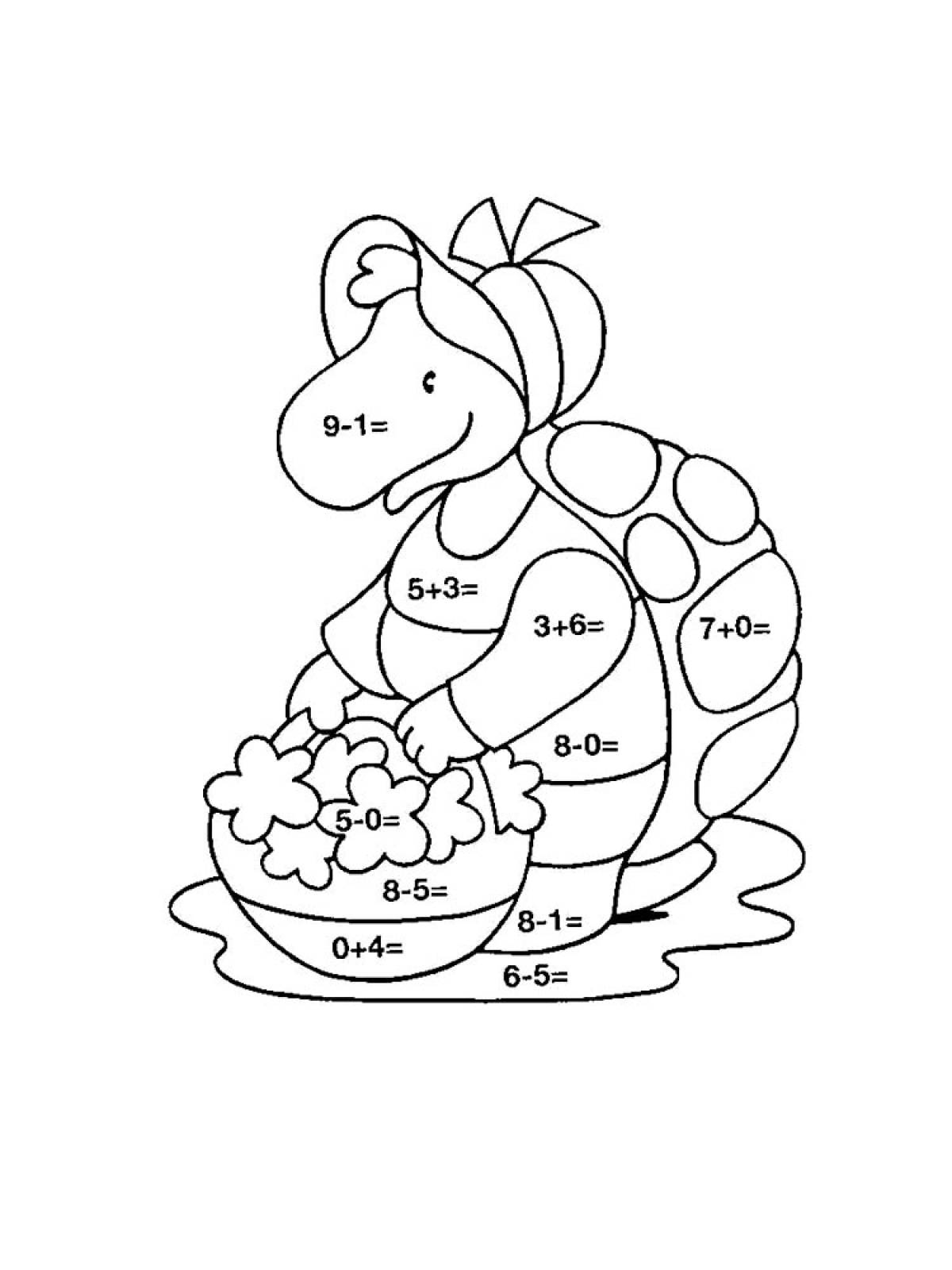 Картинки для раскрашивания с примерами в пределах 20 по математике 1 класс
