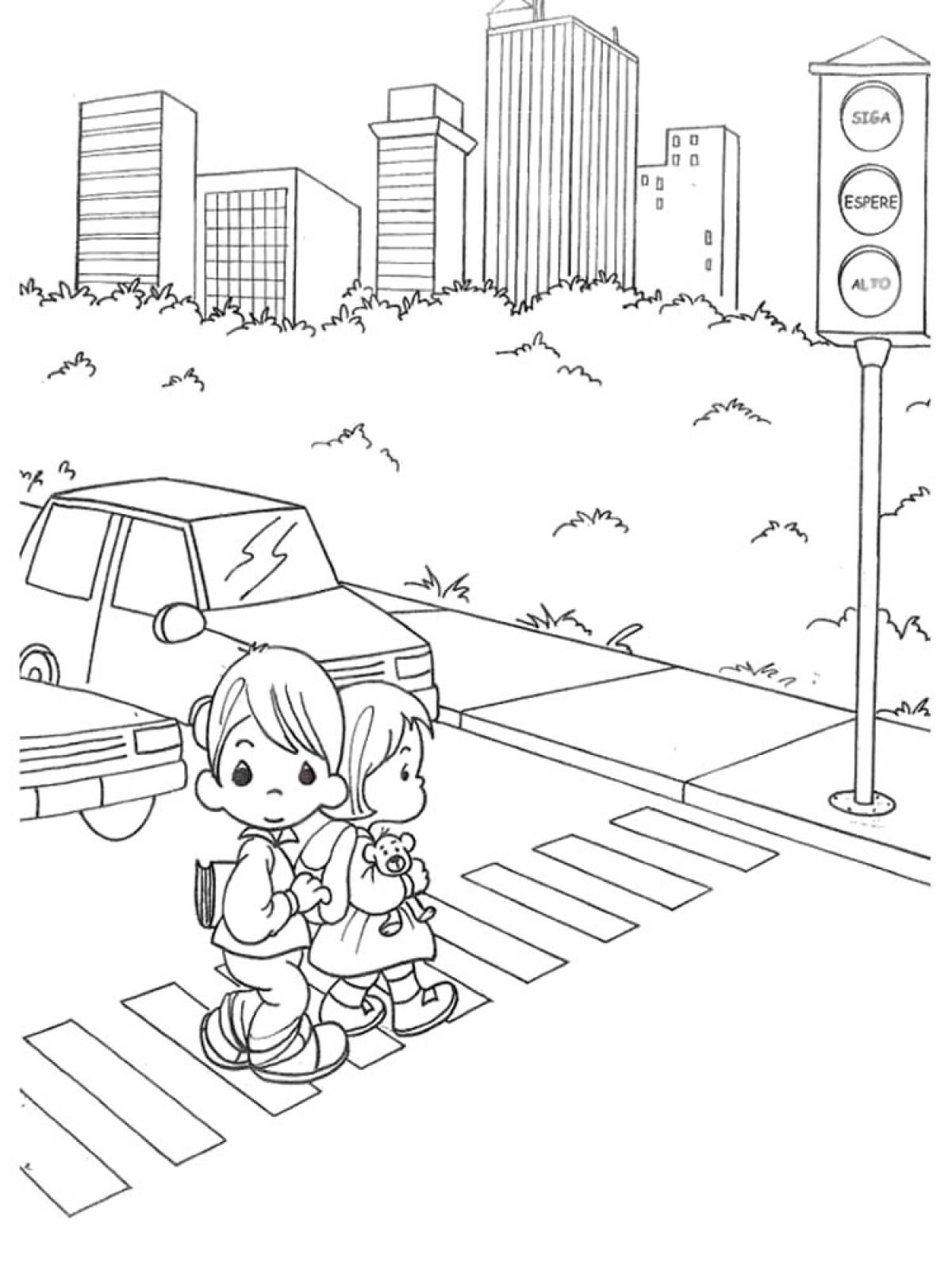 Раскраска дорожное движение для детей