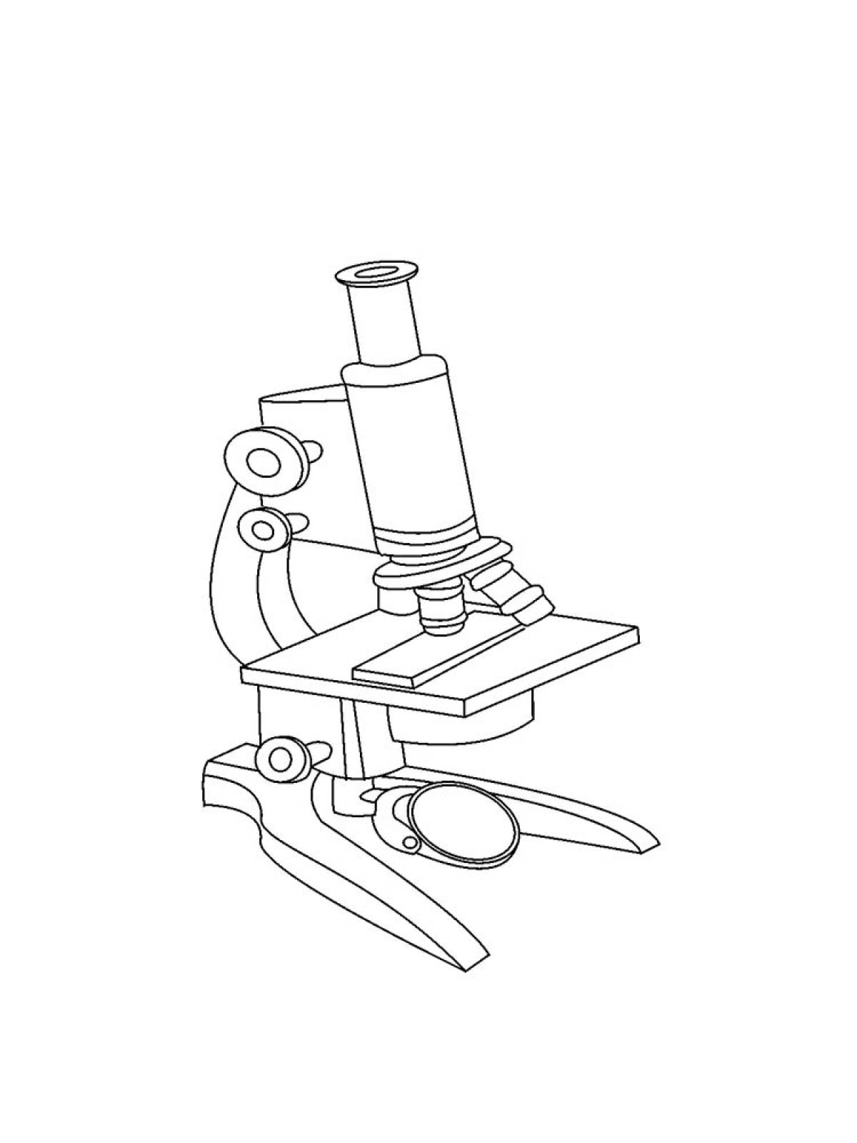 Микроскоп рисунок. Микроскоп раскраска. Световой микроскоп раскраска. Зарисовать микроскоп. Трафарет микроскопа.