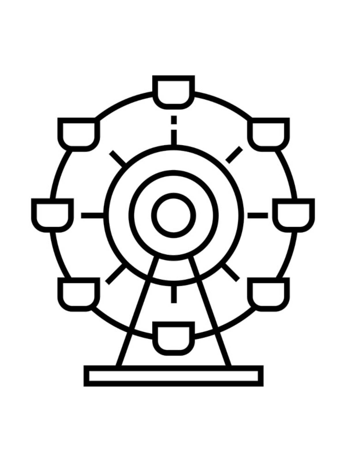 Как нарисовать колесо обозрения карандашом