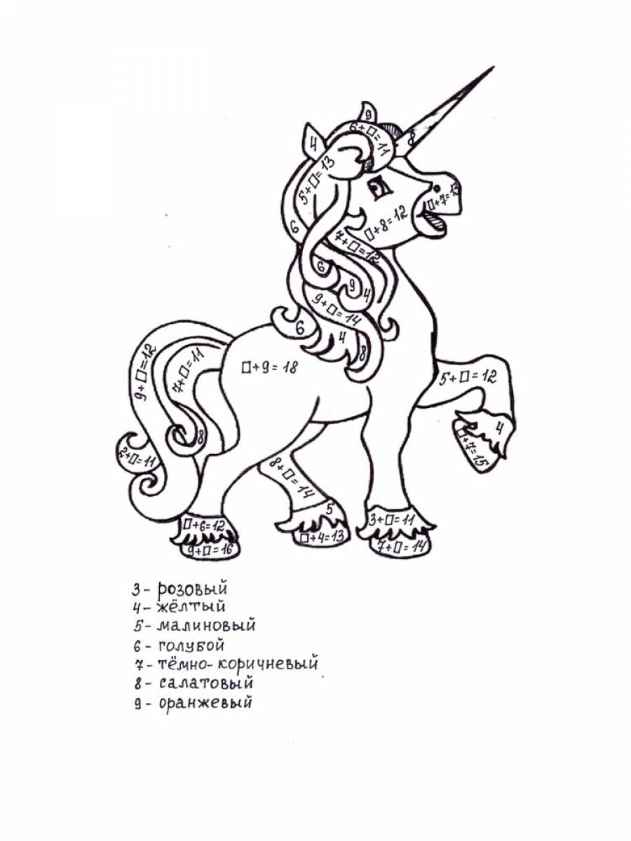 математические раскраски 1 класс с примерами в пределах 20 распечатать