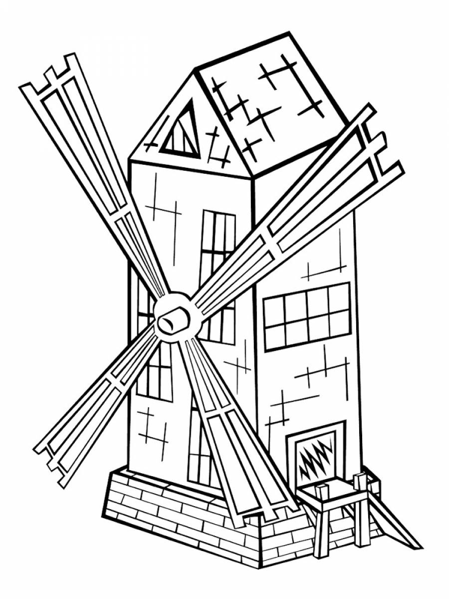 Рисунок ветряная мельница для детей