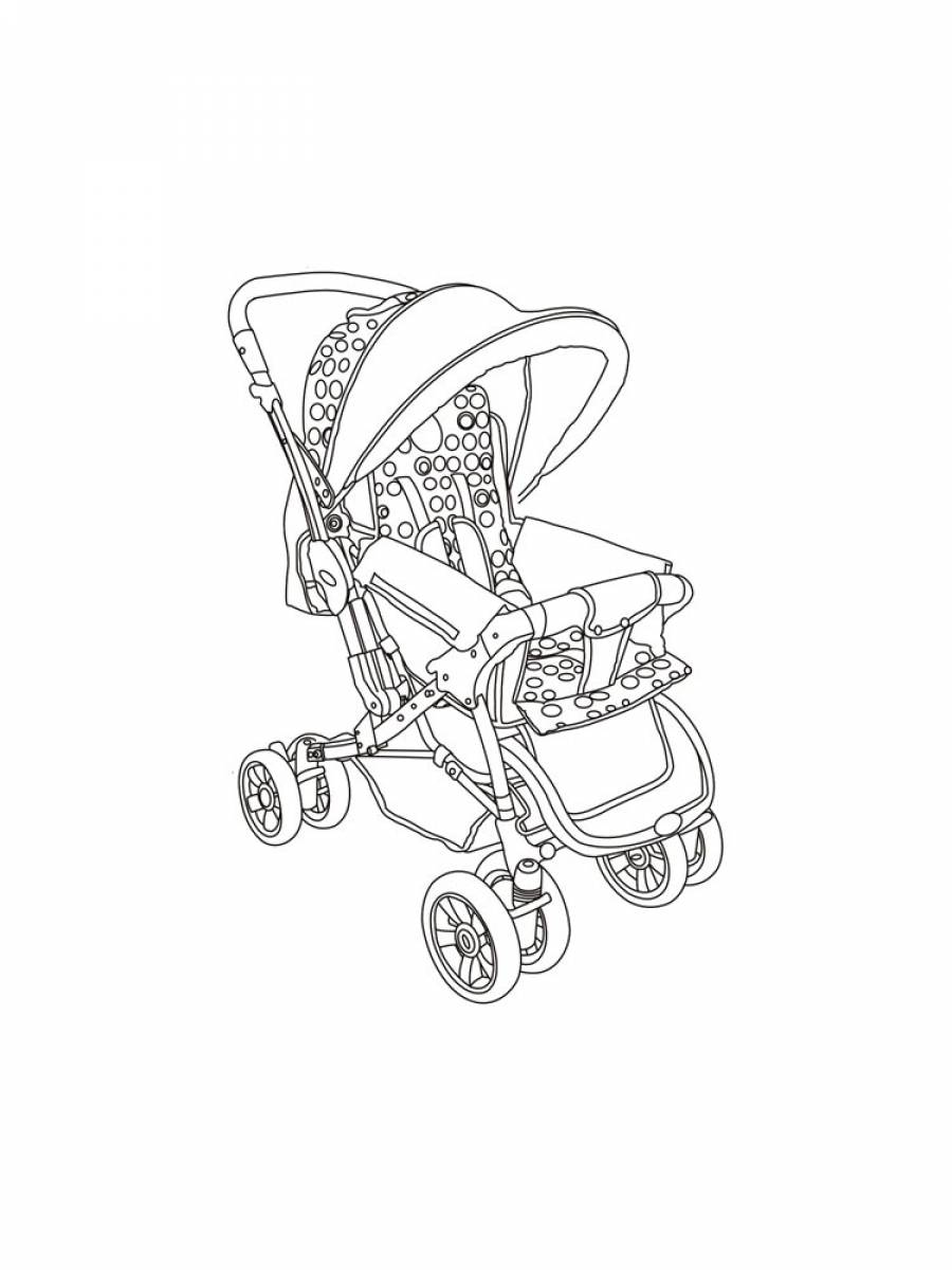 Раскраска малыш в коляске