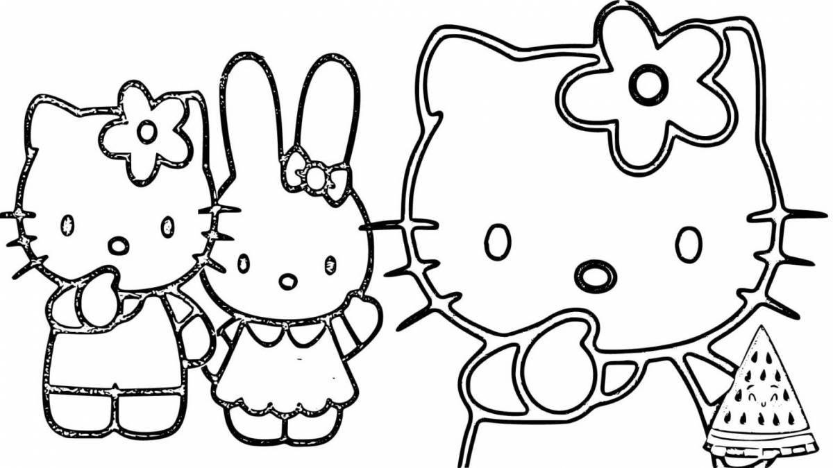Happy melody and hello kitty coloring book