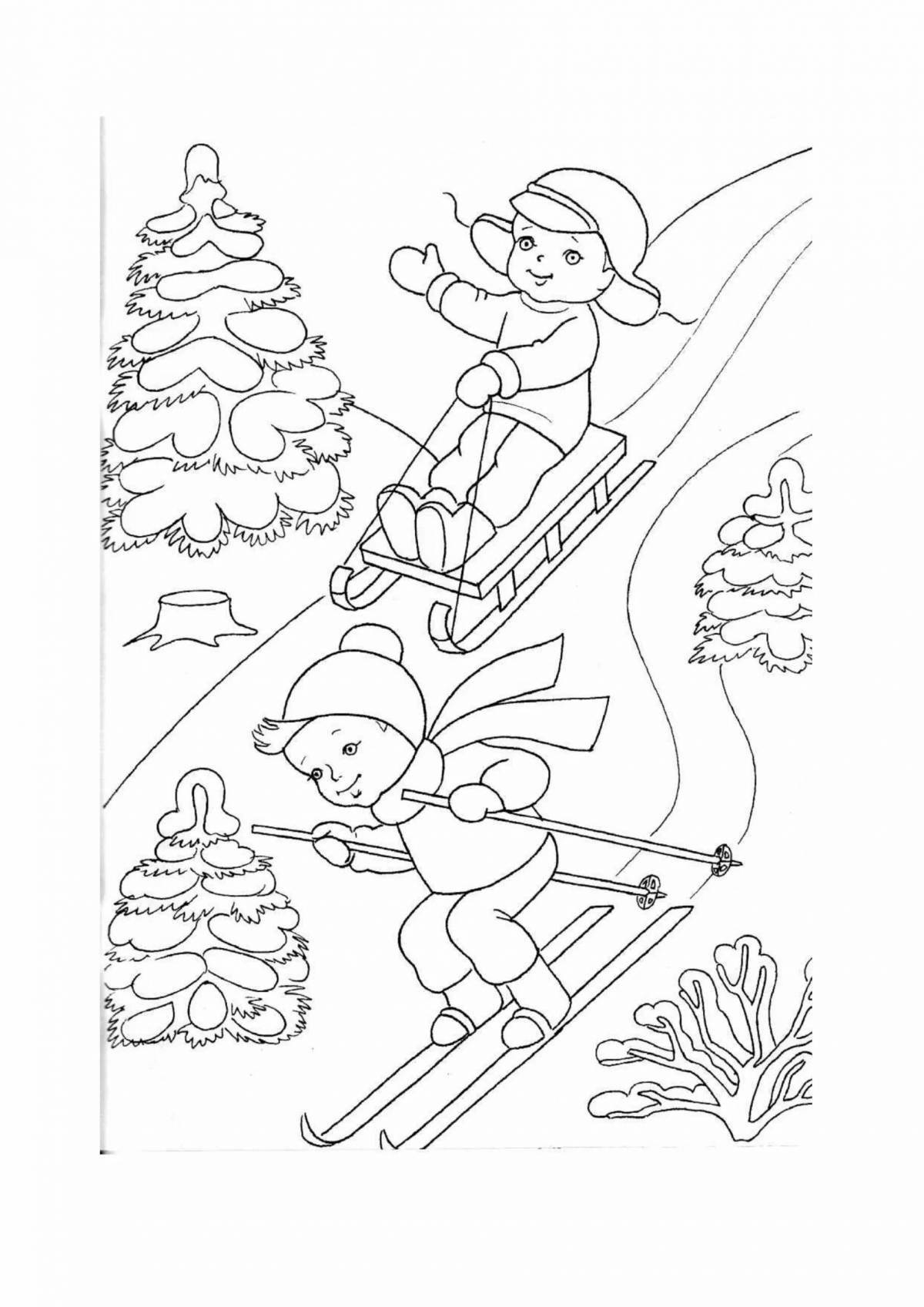 Fluffy winter coloring book