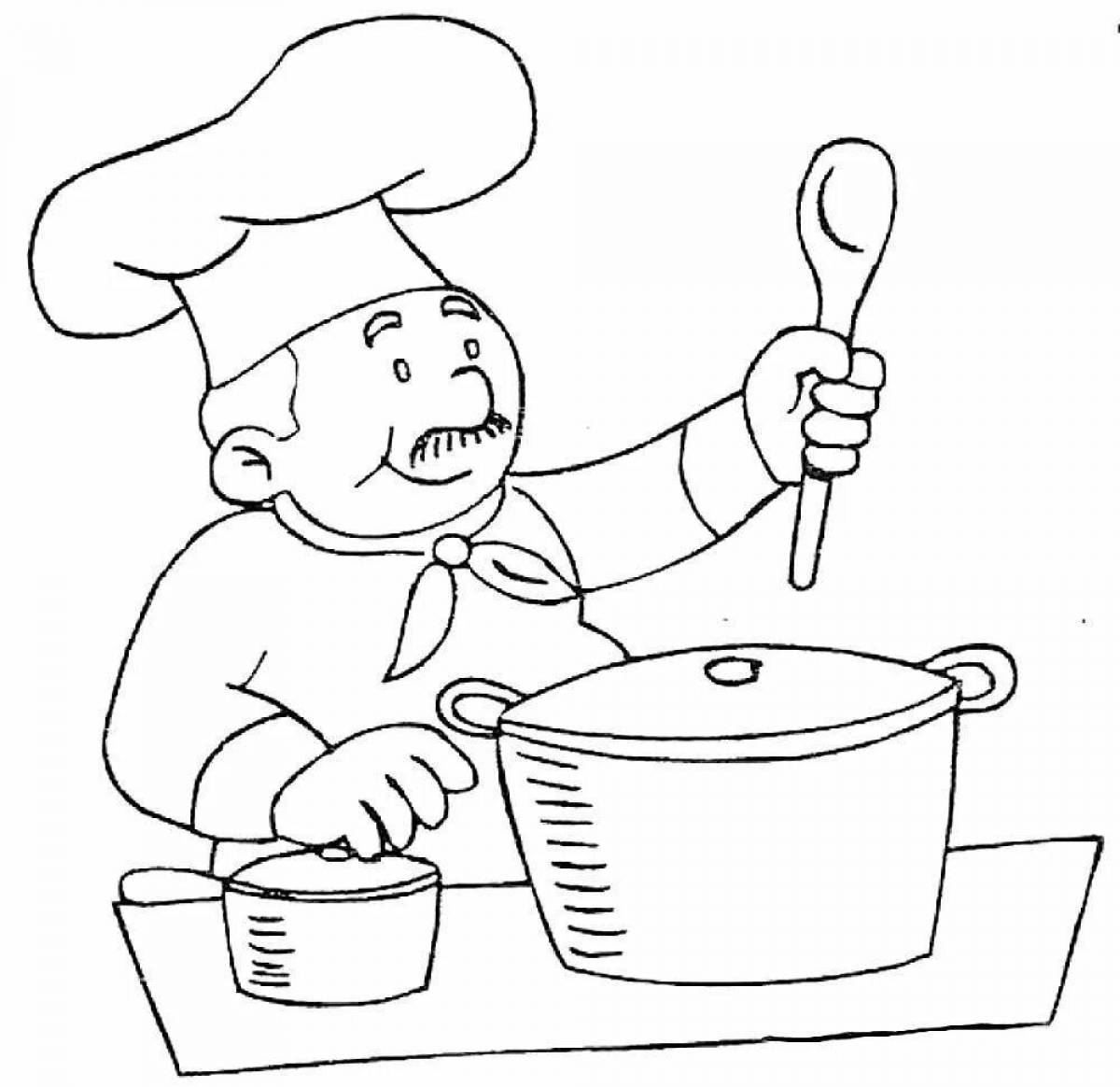 Coloring book funny cooks for kindergarten