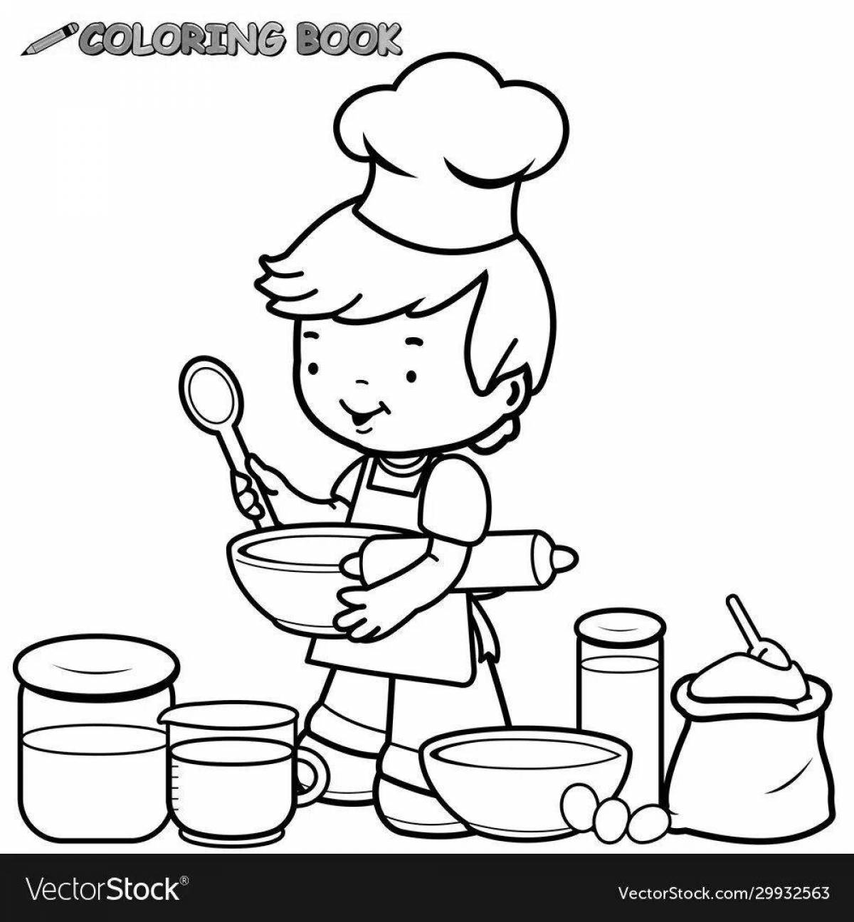 Colour-loving cooks coloring pages for kindergarten