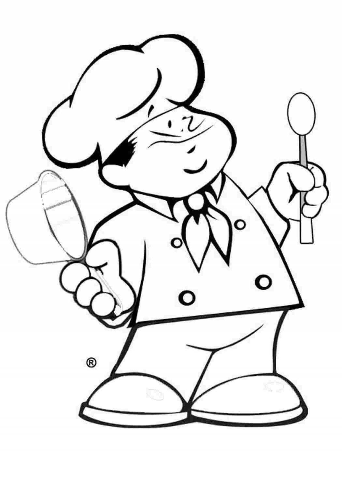 Coloring book of joyful cooks for kindergarten