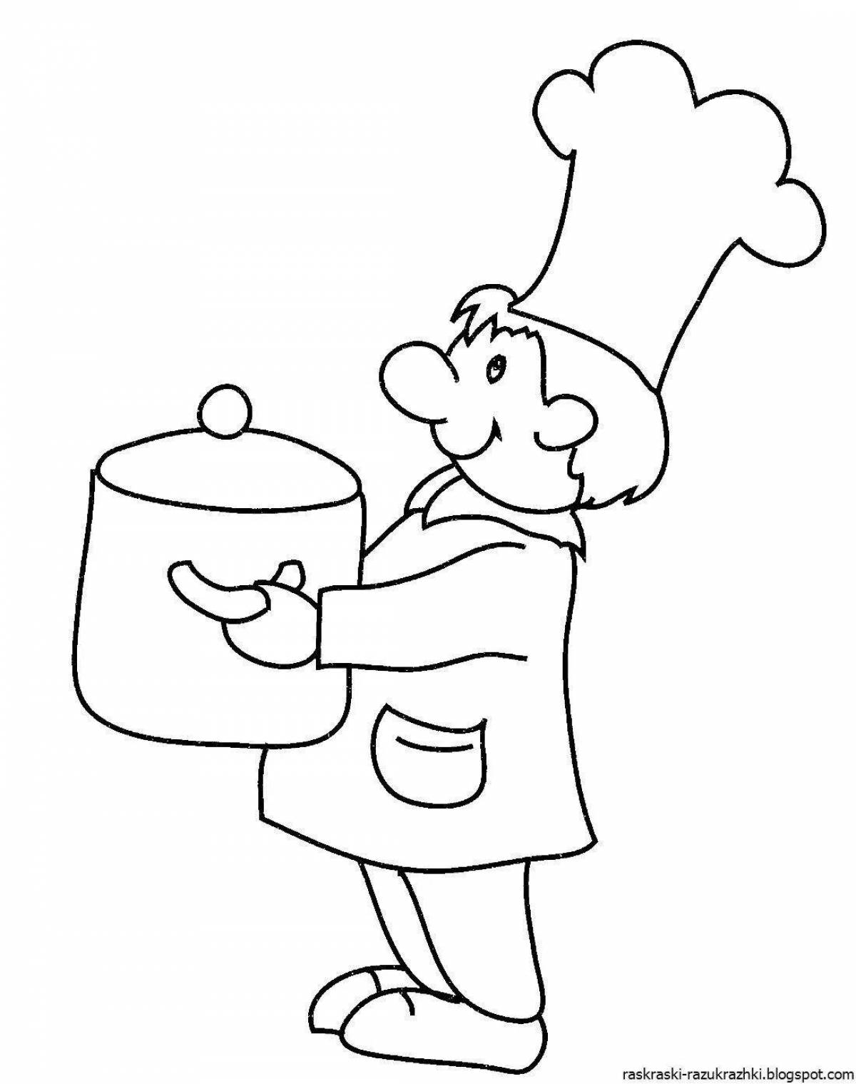 Coloring pages with playful cooks for kindergarten