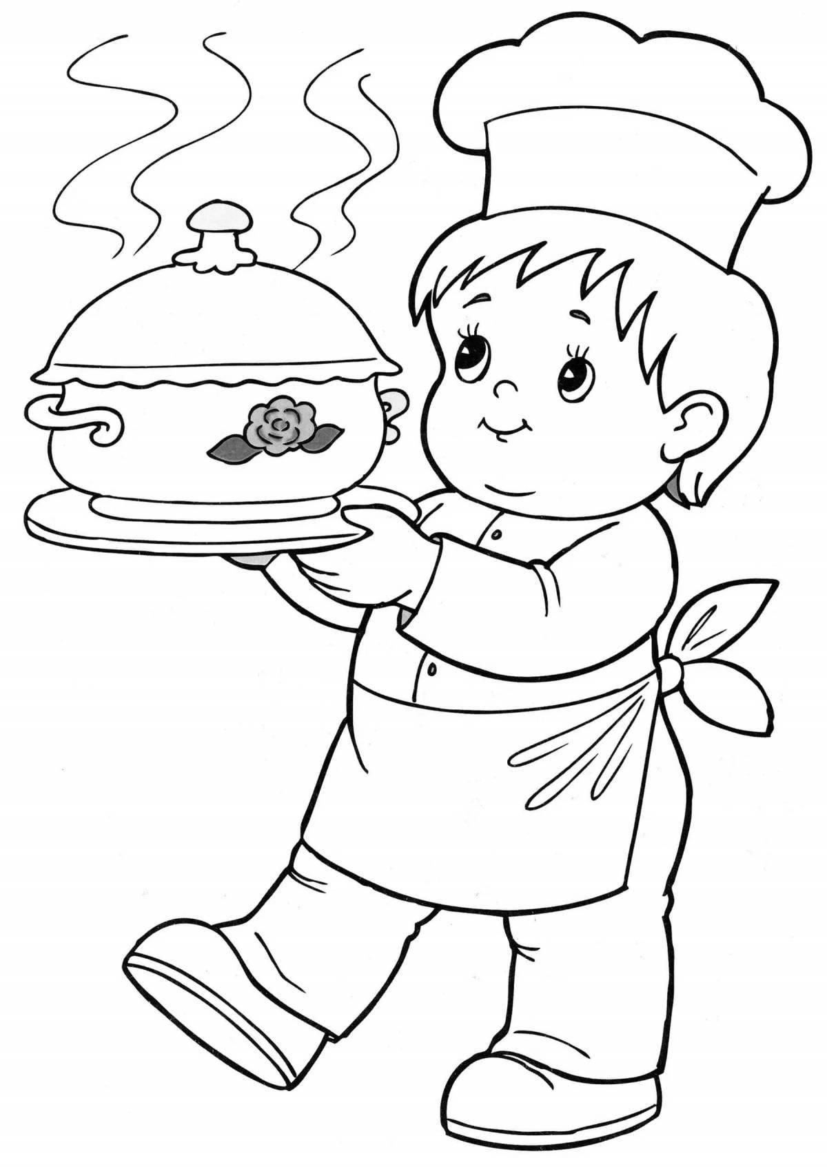 Colour coloring of the cook for kindergarten