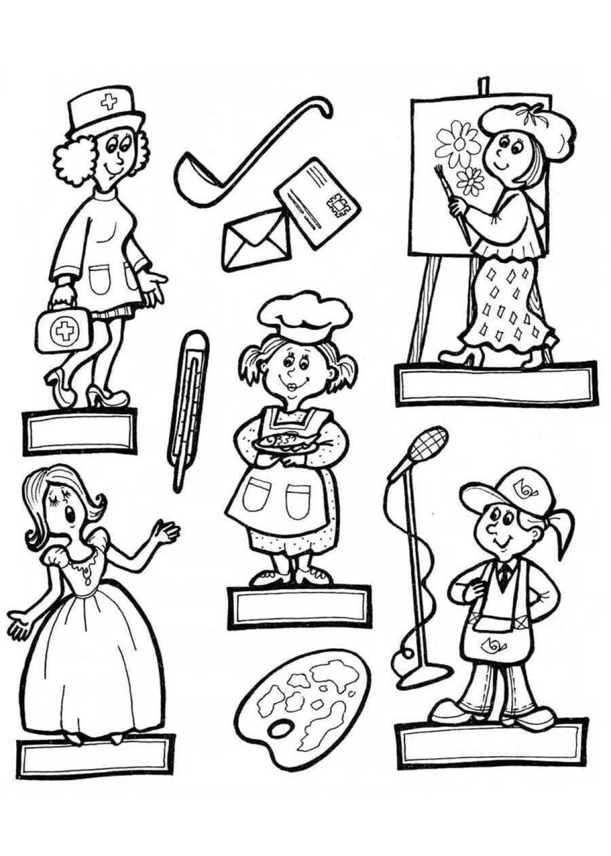 Colorful elementary school occupation coloring page