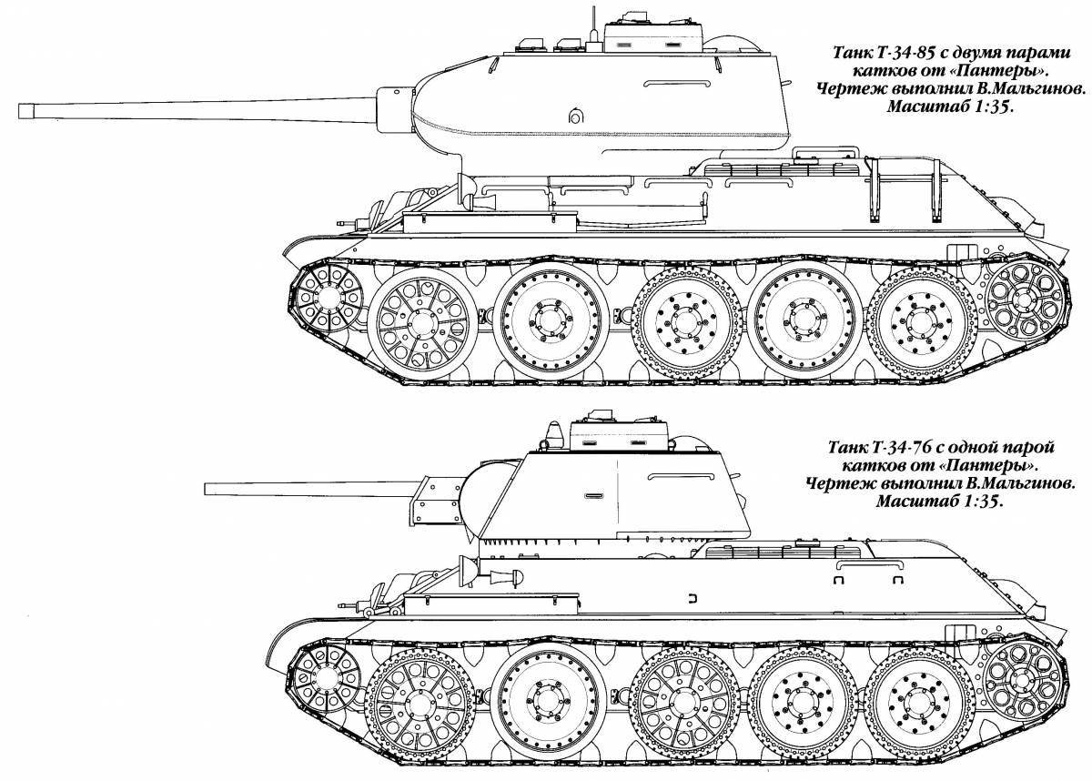 Раскраска средний танк bold t 34