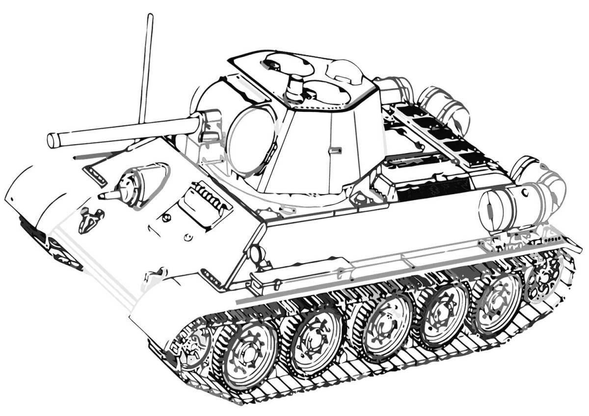 Раскраска очаровательный средний танк t 34