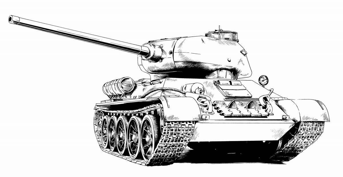 Charming medium tank t 34 coloring book