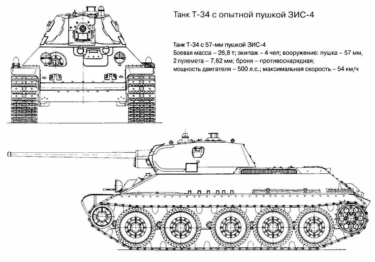 Раскраска уникальный средний танк т-34