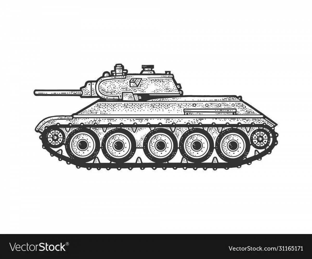 Fancy medium tank t 34 coloring page