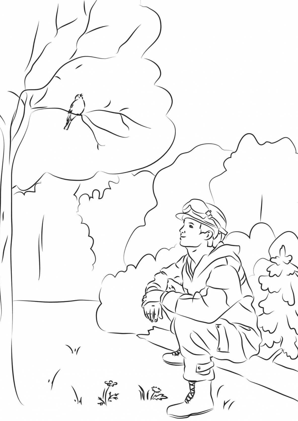 Coloring page majestic forest fire rescue