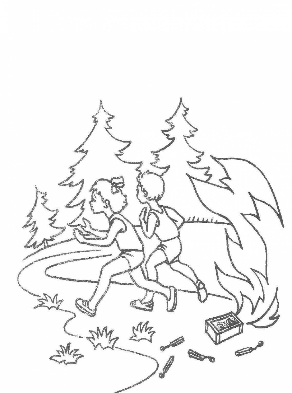 Dazzling save the forest from fire coloring page