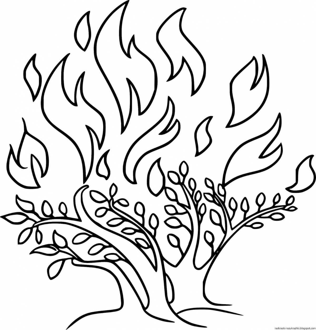 Ярко окрашенная страница спасите лес от пожара