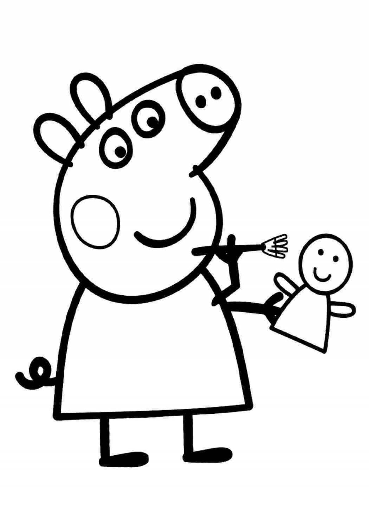 Colorful peppa pig frog coloring page
