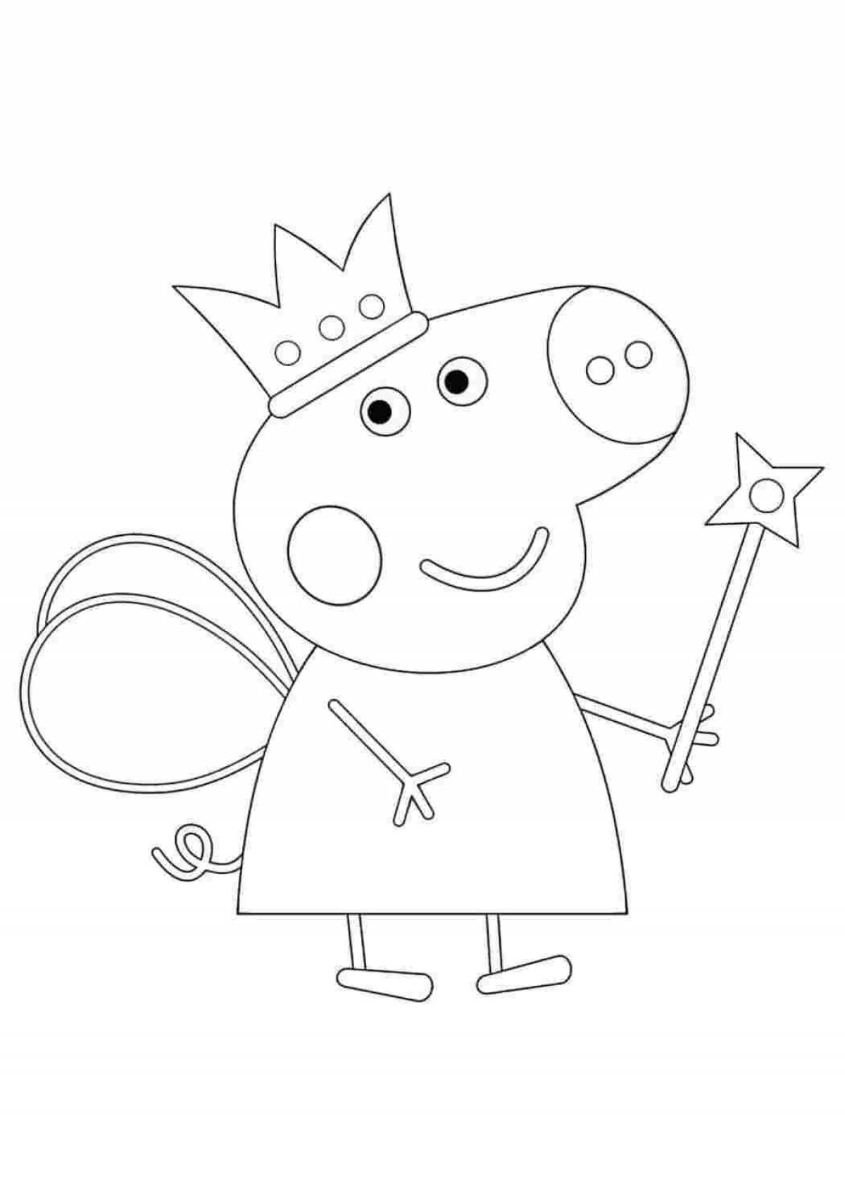 Coloring page happy peppa pig the frog