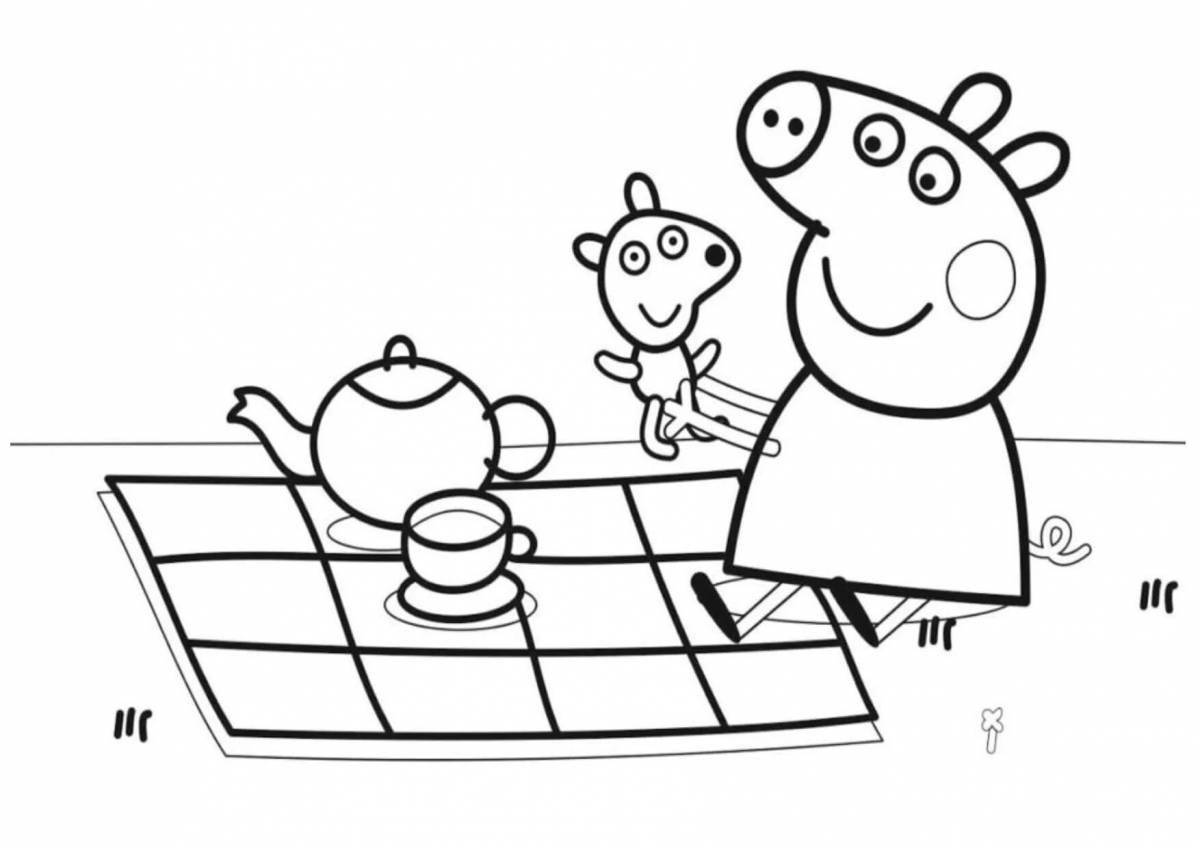 Glorious peppa pig frog coloring page