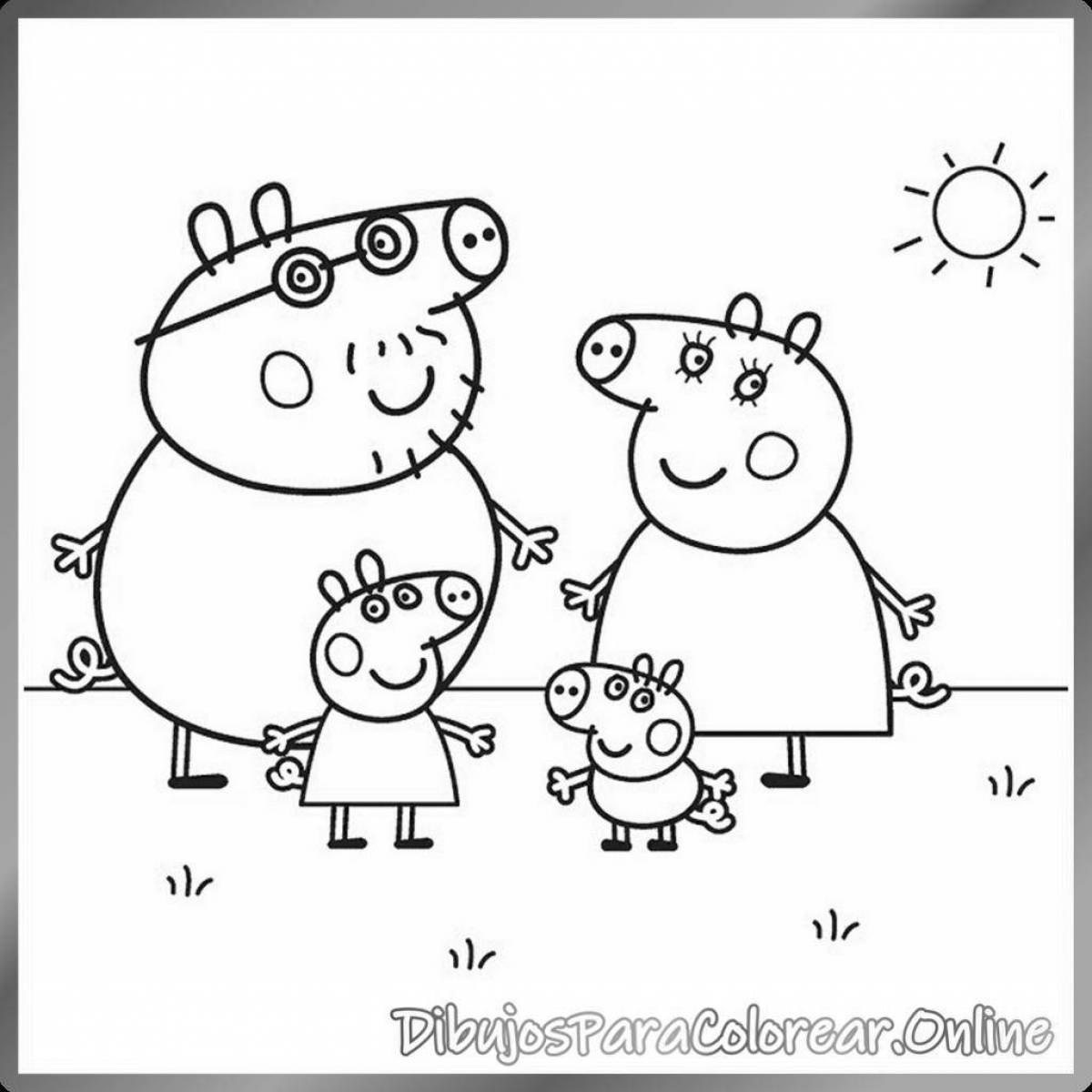 Coloring book animated peppa pig frog