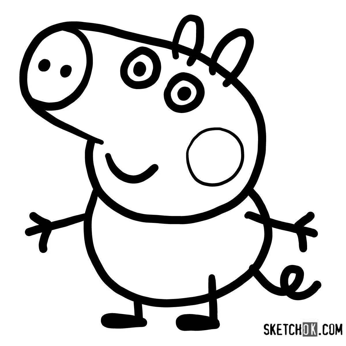 Colourful peppa pig frog coloring page