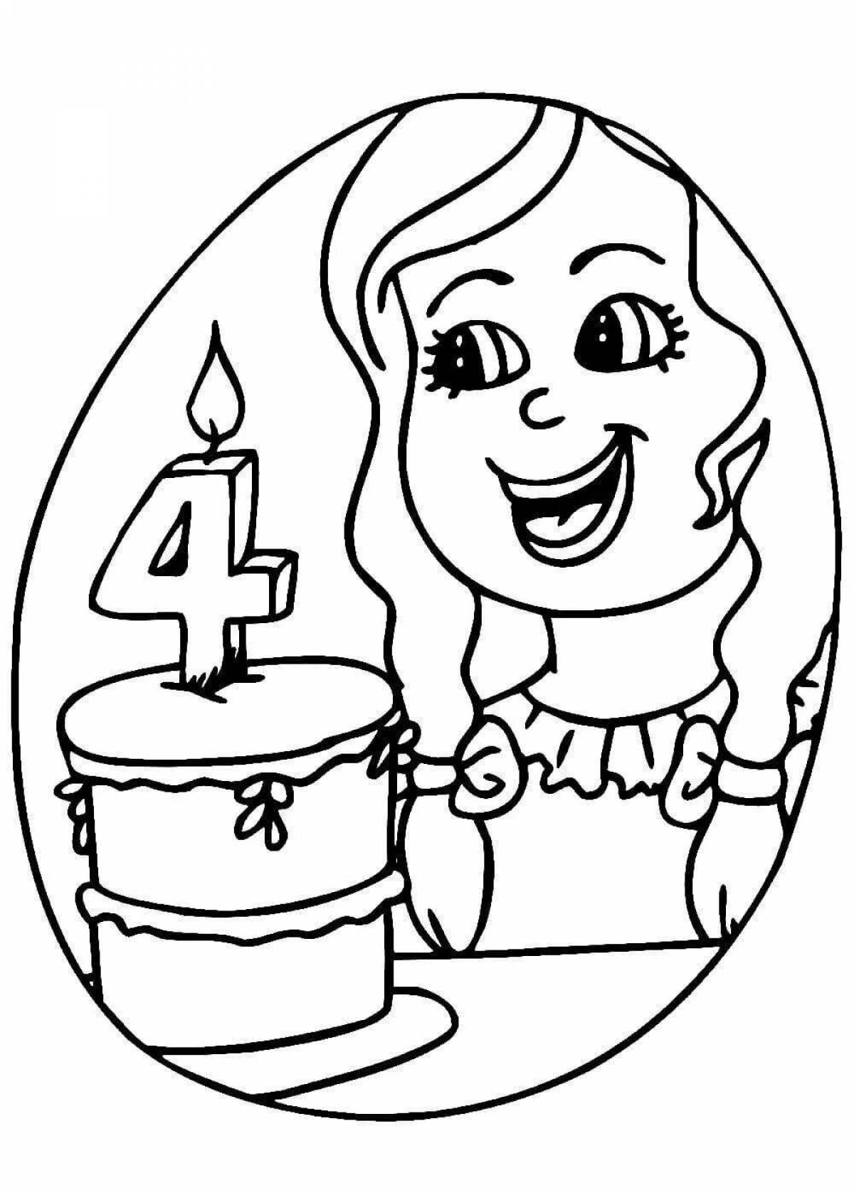 Bright happy birthday sister coloring page