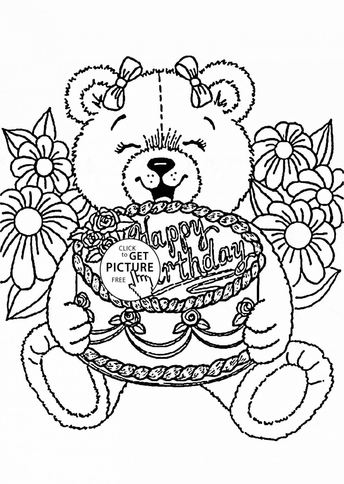 Coloring page playful little sister happy birthday