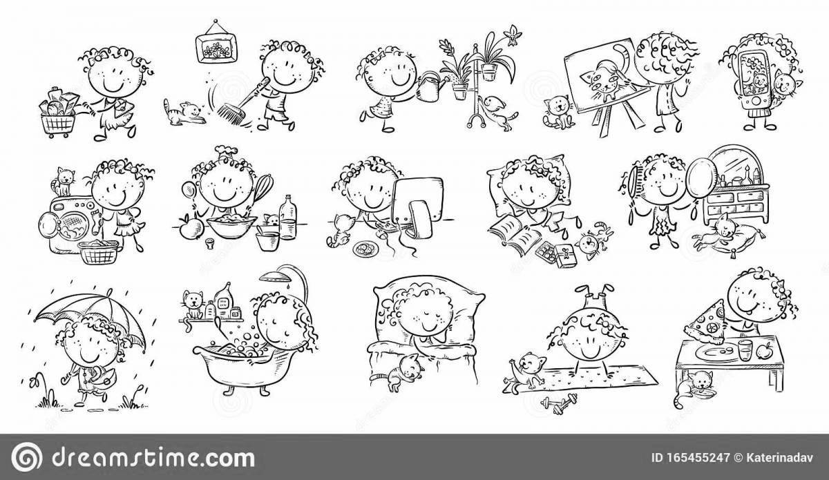 Photo Color-explosion daily routine 1 class coloring page