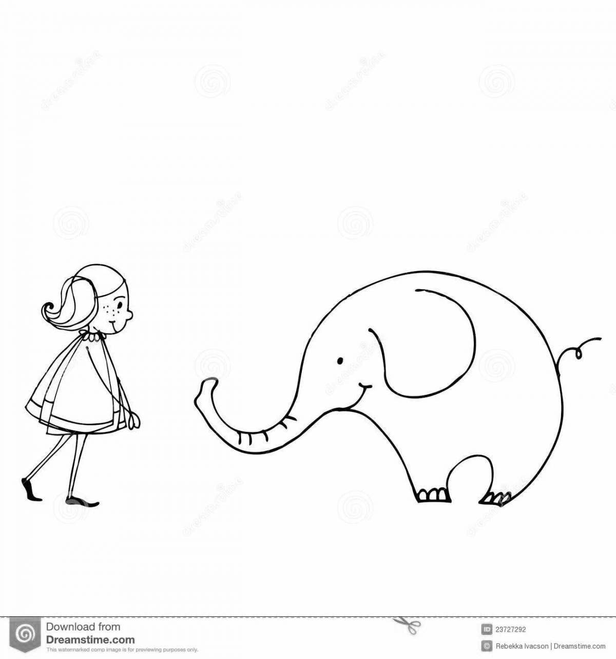 Coloring book charming elephant kuprin