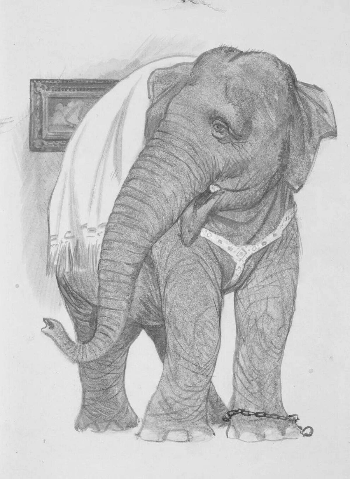 Photo Intricate kuprin elephant coloring book