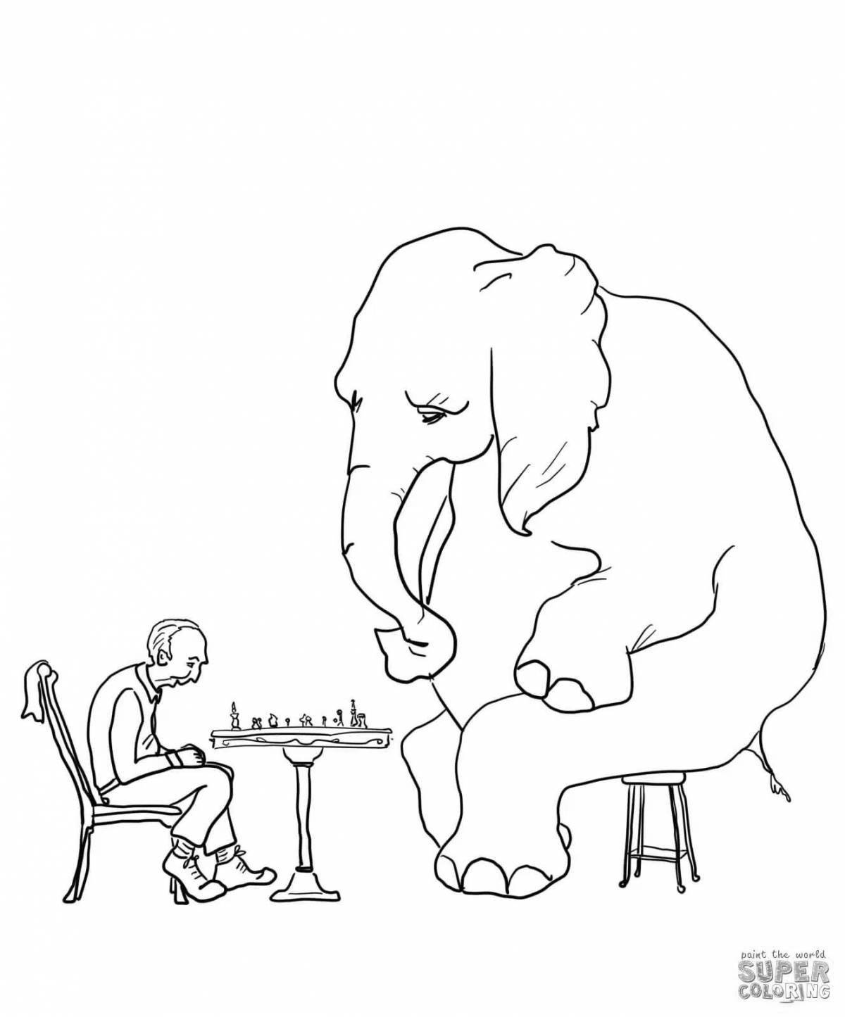 Coloring page playful elephant kuprin