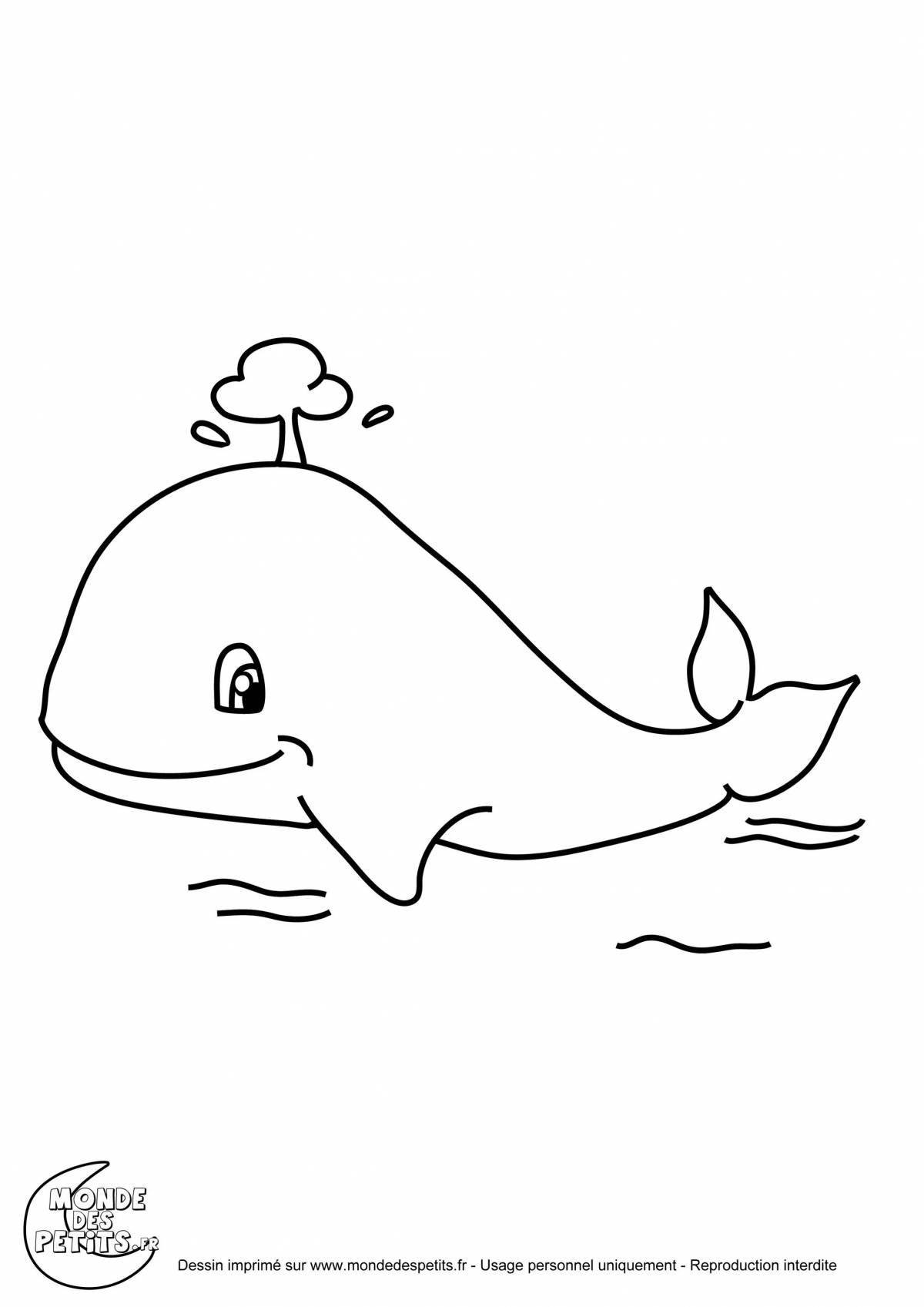 Serene three whales in music coloring book
