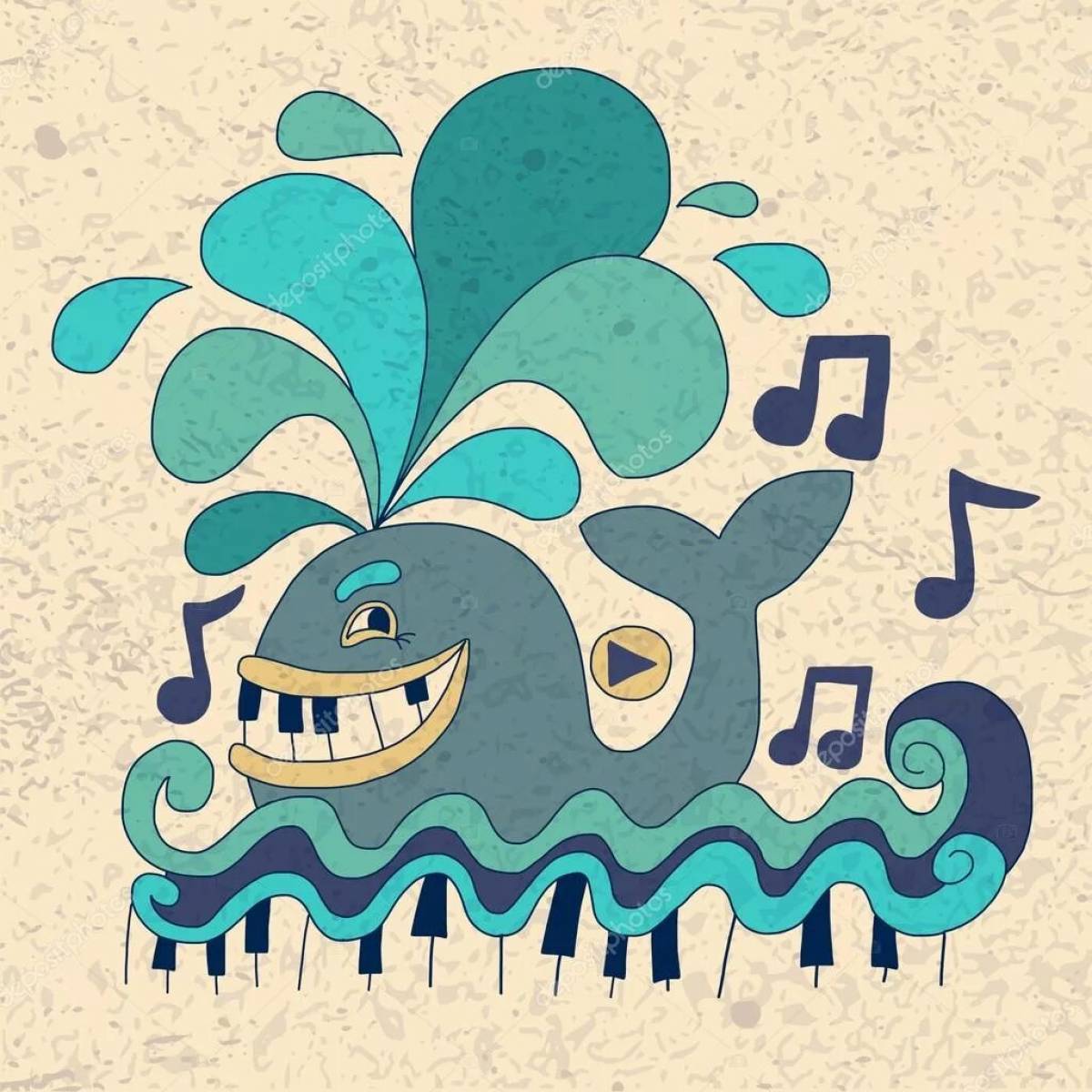 Цветная раскраска «три кита в музыке»