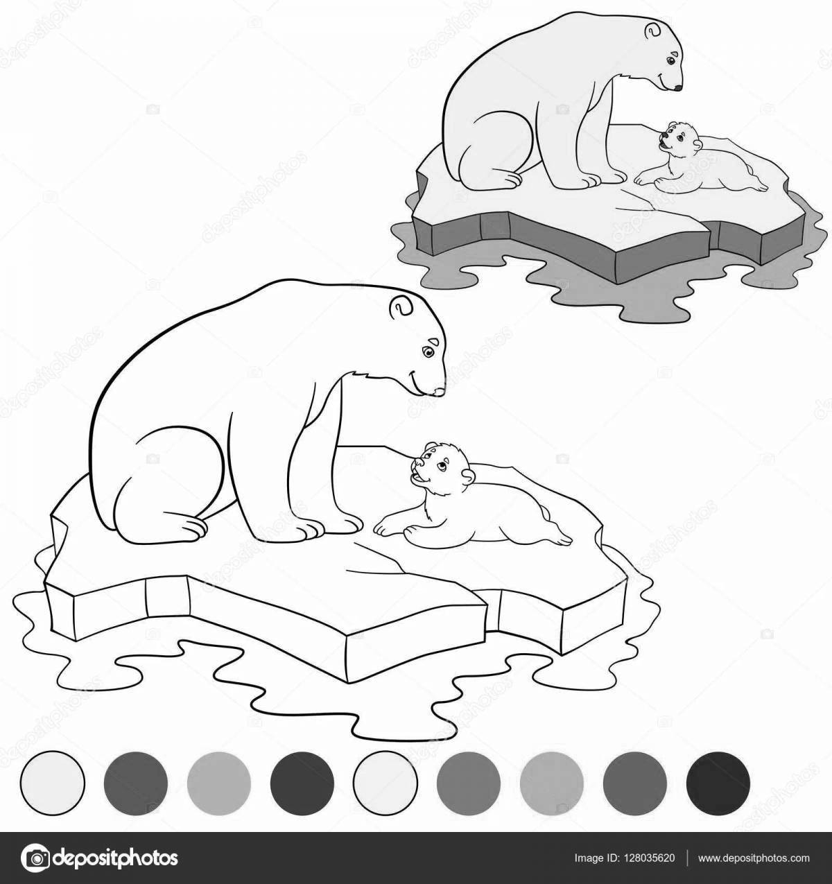 Adorable polar bear with a cub coloring book