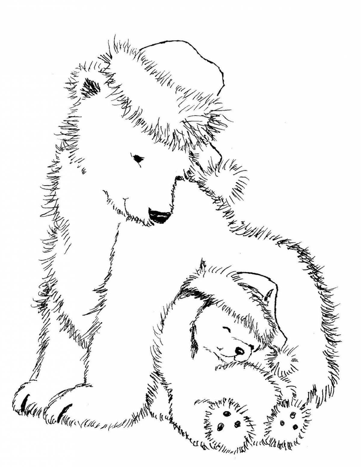 Раскраска белый медведь с детенышем