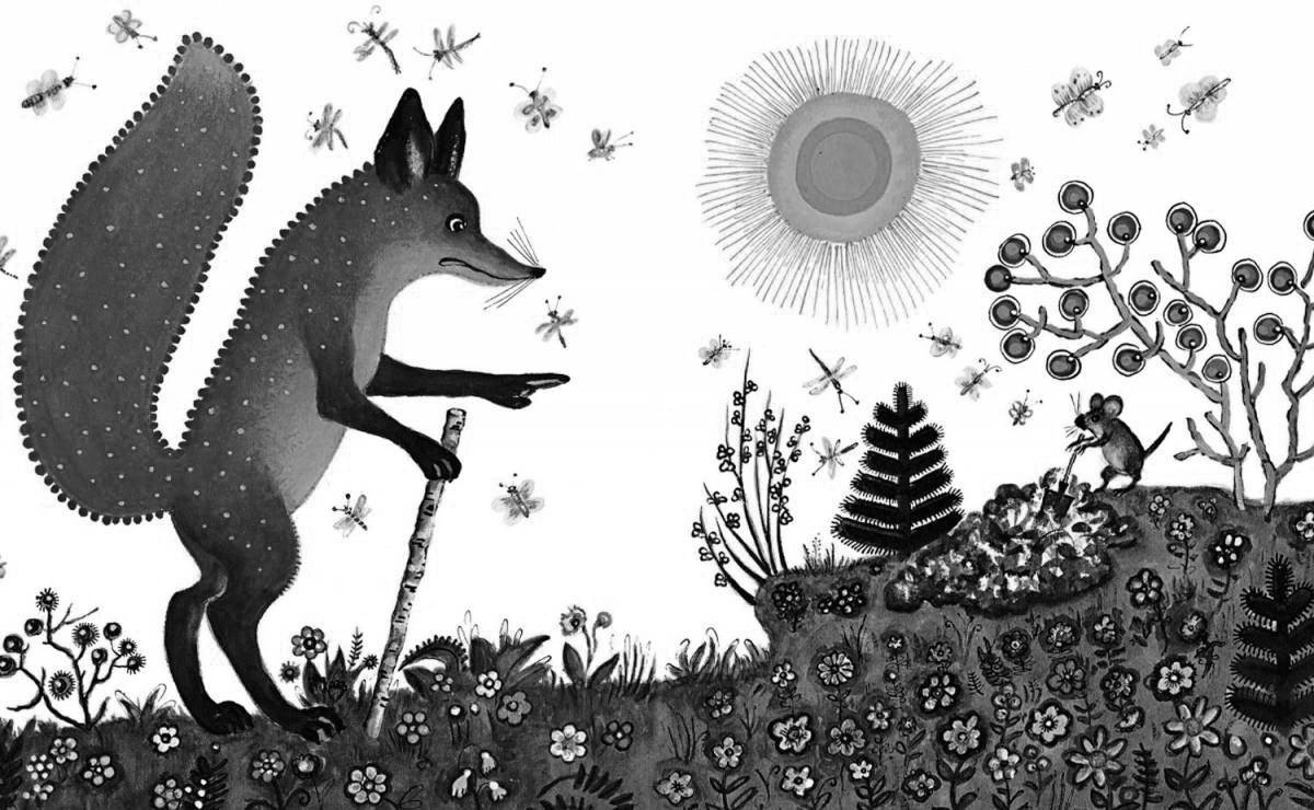 Coloring for vibrant fox and bianca mouse