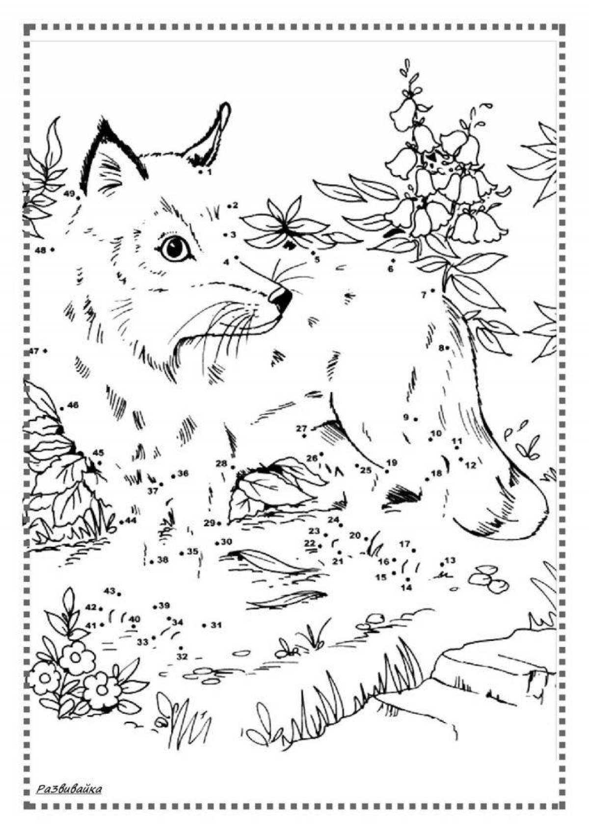 Cute fox and mouse bianca coloring book