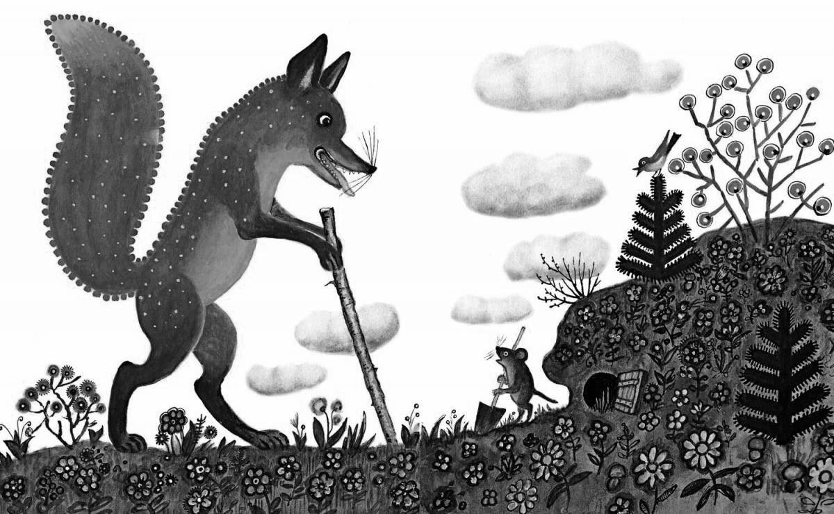 Fine Fox and Bianca Mouse Coloring Page