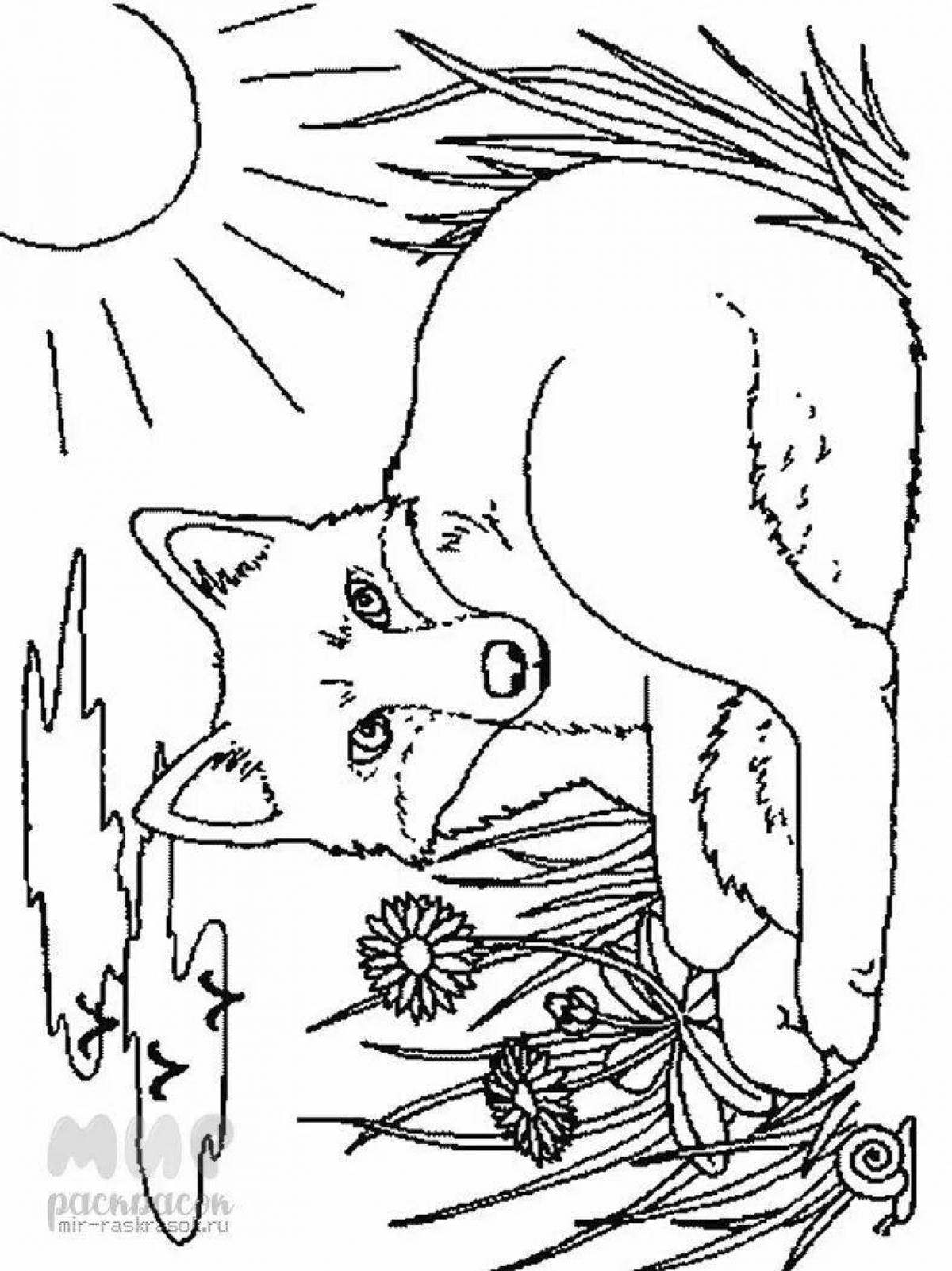 Coloring page blissful fox and bianca mouse
