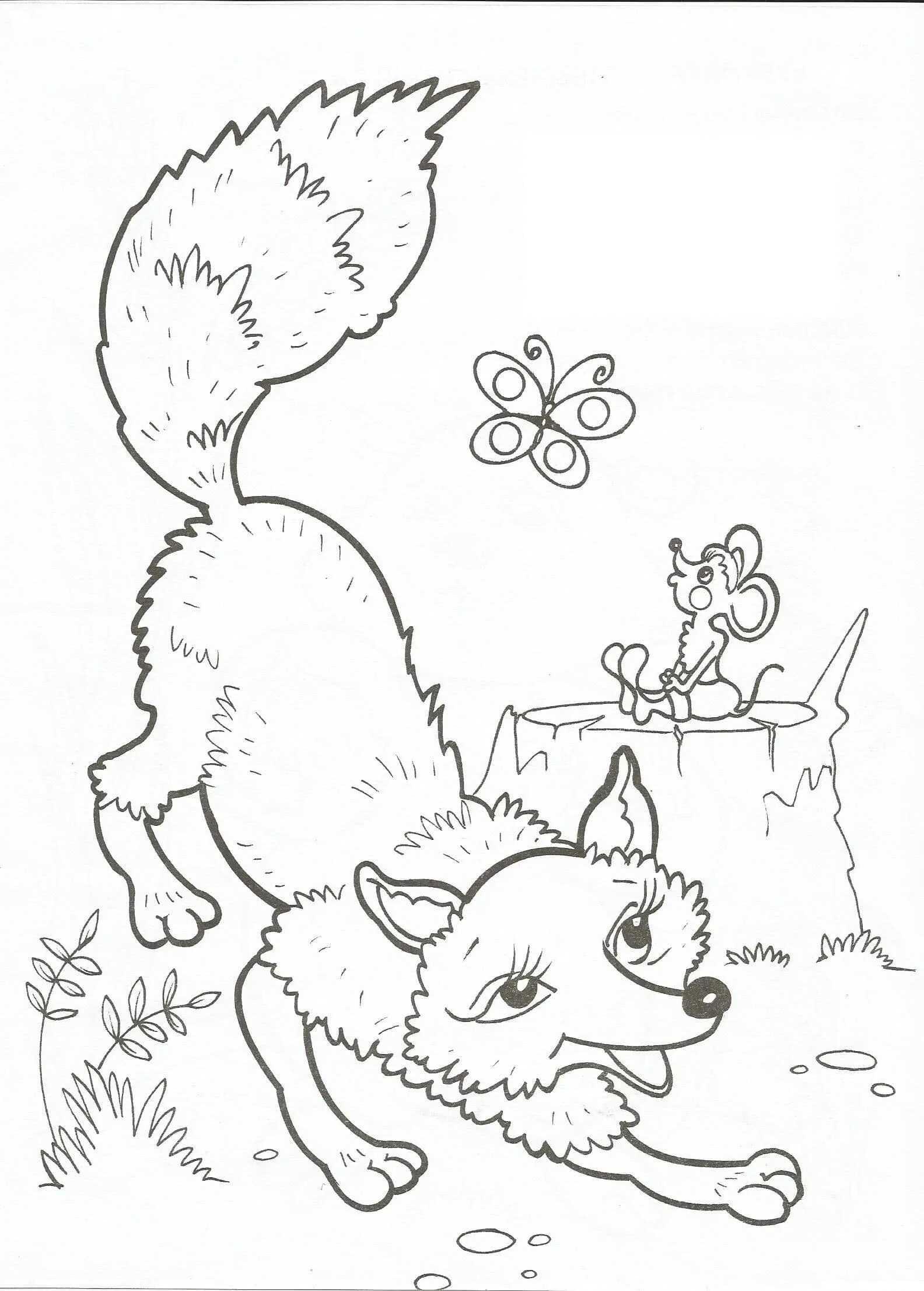 Coloring book sparkling fox and bianca mouse