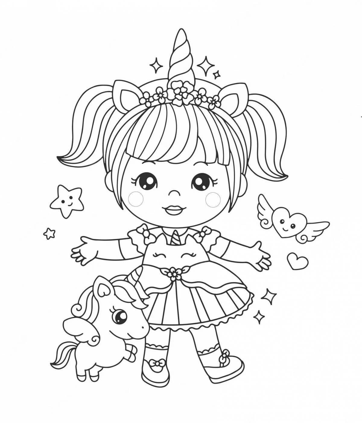 A fascinating coloring book of a girl dressed as a unicorn